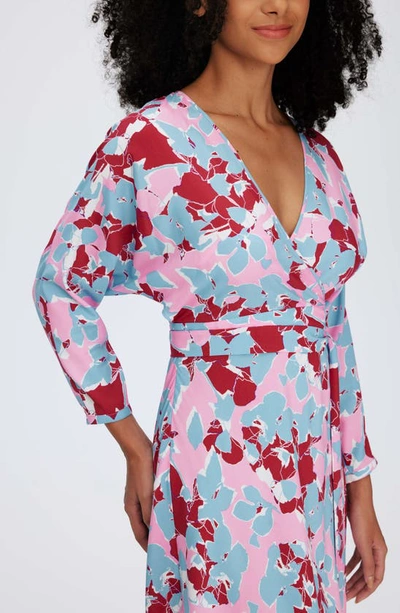 Diane Von Furstenberg Elosie Two Floral Long Sleeve Midi Dress In Earth Floral Multi Med Pink