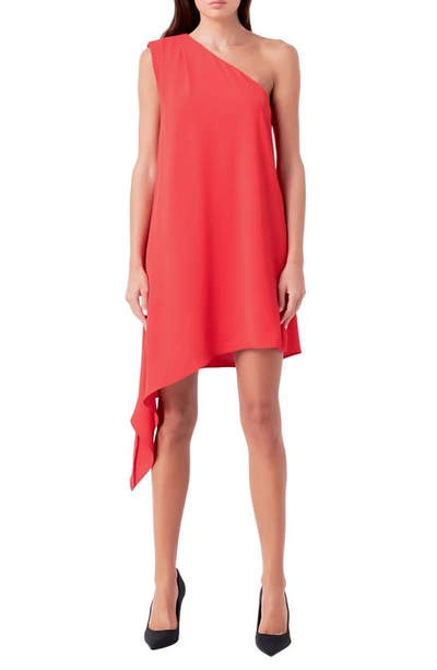 Shop Endless Rose One-shoulder Asymmetric Dress In Red