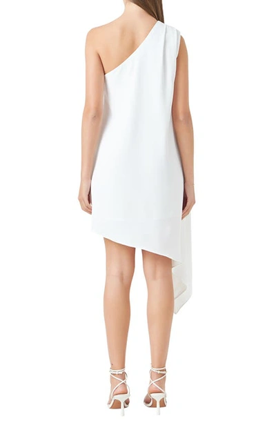 Endless Rose Women's Shoulder Pin Tucked Asymmetrical Mini Dress In Off White