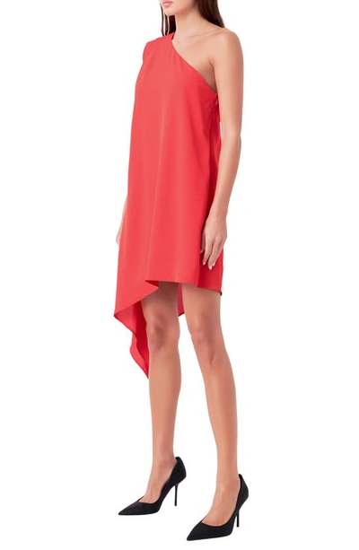 Endless Rose One-shoulder Asymmetric Mini Dress In Red
