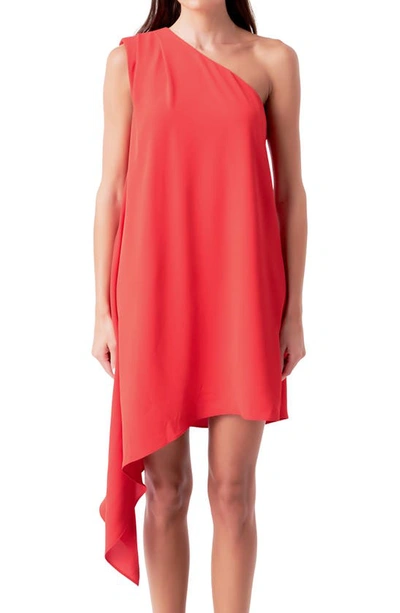 Endless Rose One-shoulder Asymmetric Mini Dress In Red