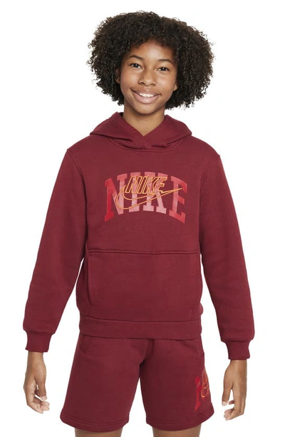 Shop Nike Kids' Club Fleece+ Connect Hoodie In Team Red/ Safety Orange
