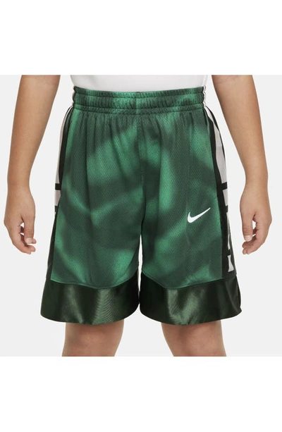Shop Nike Kids' Dri-fit Elite Athletic Shorts In Fir/ White