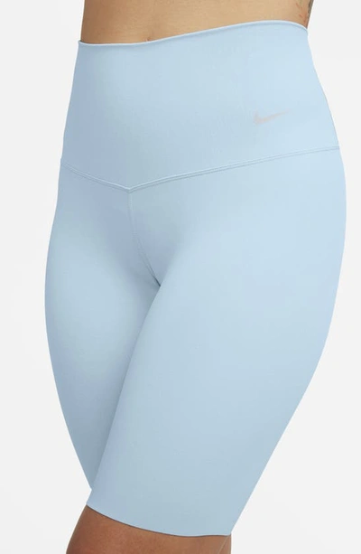 Shop Nike Zenvy Gentle Support High Waist Bike Shorts In Light Armory Blue