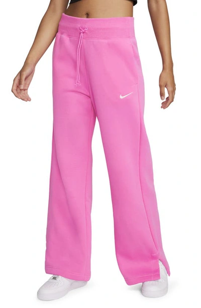 Shop Nike Sportswear Phoenix High Waist Wide Leg Sweatpants In Playful Pink/ Sail