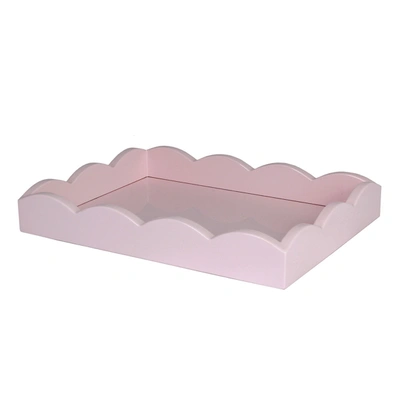 Addison Ross Ltd Pale Pink Small Lacquered Scalloped Tray In Pink