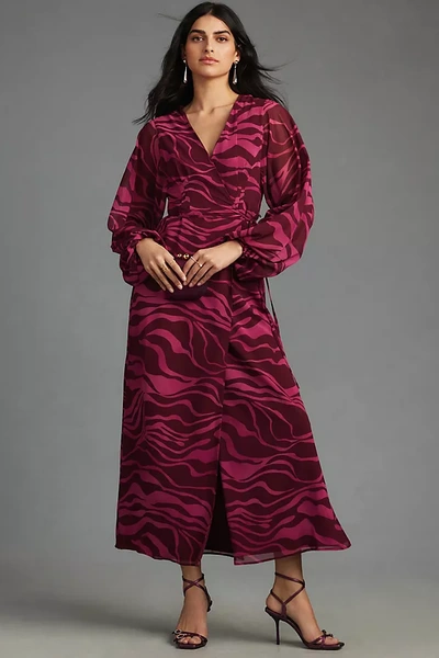 Shop Hutch Wade V-neck Wrap Maxi Dress In Purple