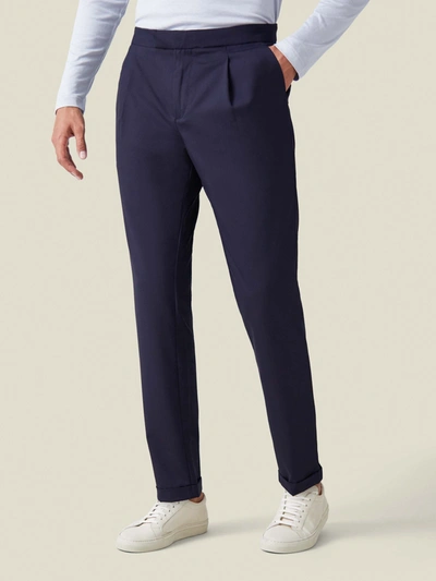 Shop Luca Faloni Navy Blue Lightweight Wool Trousers In Dark Blue