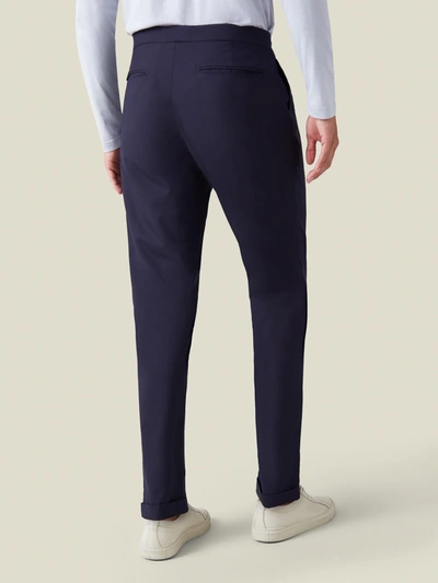 Shop Luca Faloni Navy Blue Lightweight Wool Trousers In Dark Blue