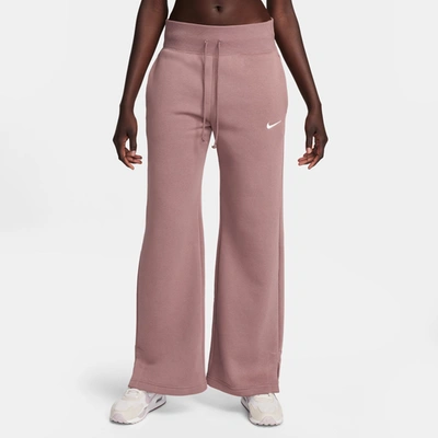 Shop Nike Womens  Phoenix High Rise Wide Pants In Pink/white