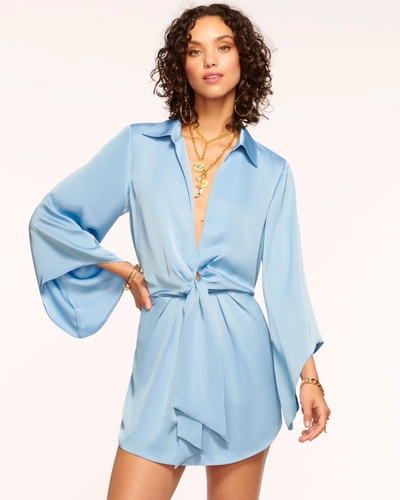 Shop Ramy Brook Penny Bell Sleeve Mini Dress In Blue Quartz