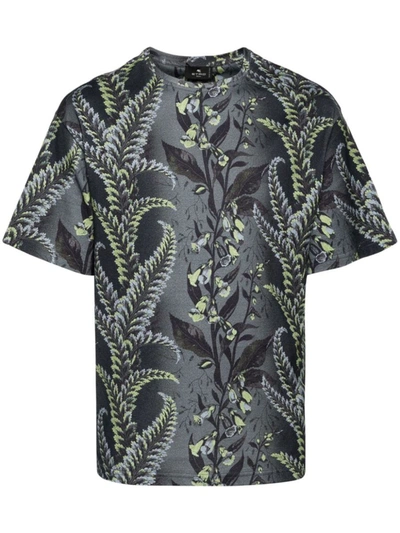 Shop Etro T-shirt With Foliage Print In Multicolour