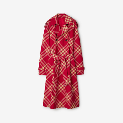 Shop Burberry Long Check Trench Coat In Pillar