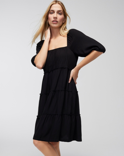 Shop Soma Women's Woven Tiered Short Bra Dress In Black Size Xs |