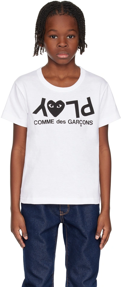 Shop Comme Des Garçons Play Kids White Printed T-shirt In 1-white