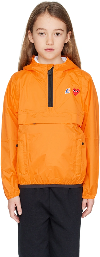 Shop Comme Des Garçons Play Kids Orange K-way Edition Leon Jacket In 1-orange