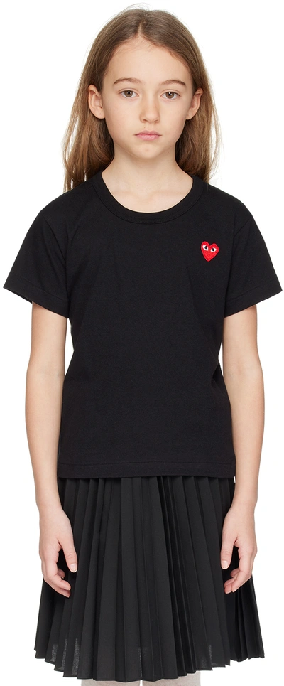 Shop Comme Des Garçons Play Kids Black Heart Patch T-shirt In 1-black