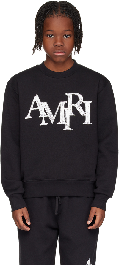 Shop Amiri Kids Black Staggered Scribble Sweatshirt