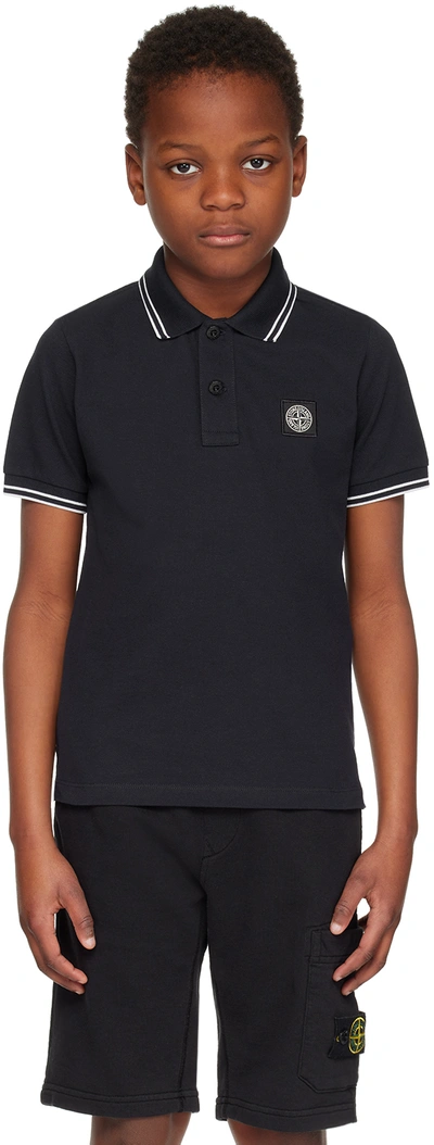 Shop Stone Island Junior Kids Navy Patch Polo In V0020 - Navy Blue