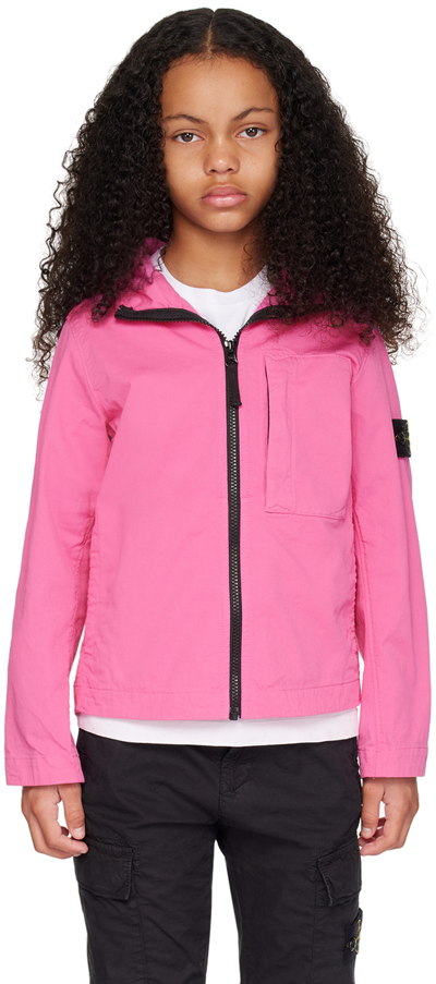 Shop Stone Island Junior Kids Pink Patch Jacket In V0087 - Fuchsia