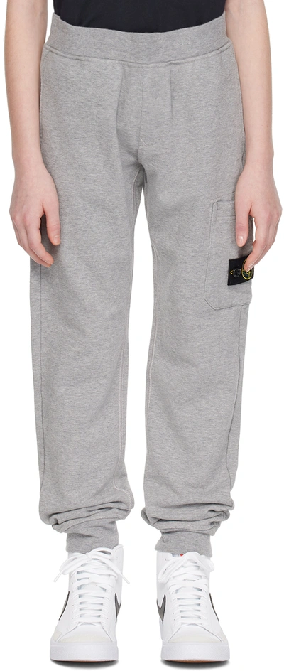 Shop Stone Island Junior Kids Gray Patch Sweatpants In V0m64 Melange Grey
