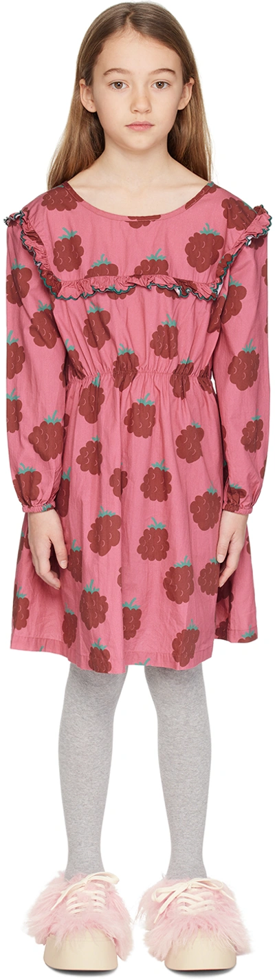 Shop Tinycottons Kids Pink Raspberries Sailor Frills Dress In Aw23-172