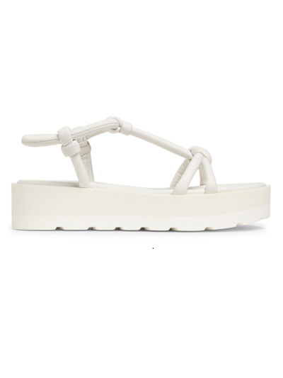 Shop Gianvito Rossi Women's Marine Knotted Leather Platform Sandals In White