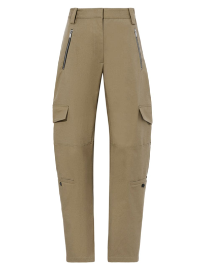 Shop Proenza Schouler Women's Straight-leg Cotton-blend Cargo Pants In Dark Khaki