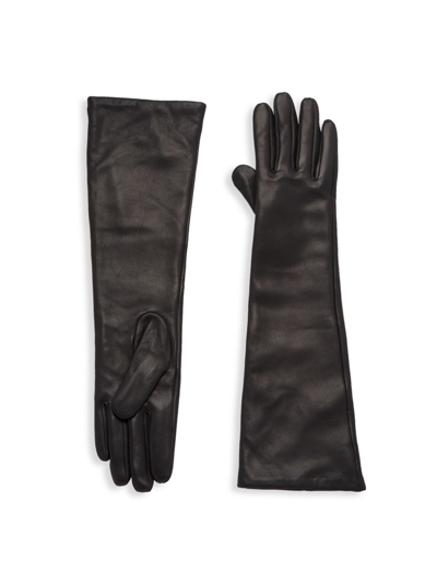 Shop Vince Women's Long Stacked Leather Gloves In Black