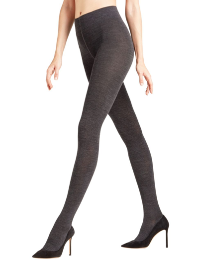 Shop Falke Women's Wool-blend Tights In Anthracite