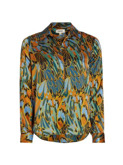 Shop L Agence Women's Tyler Printed Silk Blouse In Blue Multi Parrot Feather
