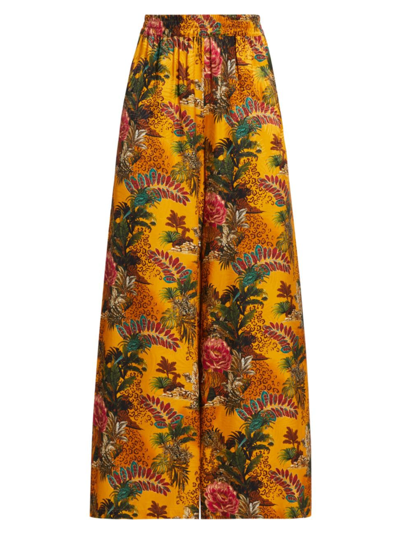 Shop L Agence Women's Lillian Jacquard Wide-leg Pants In Yellow Multi