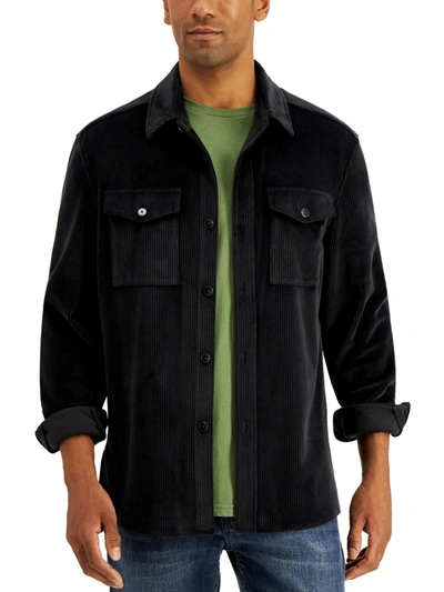 Shop Alfani Mens Corduroy Lightweight Shirt Jacket In Black