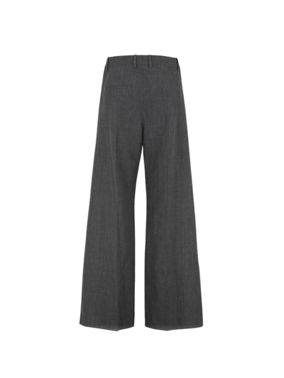 Shop Fendi Fleece Wool Trousers In Grey Melange
