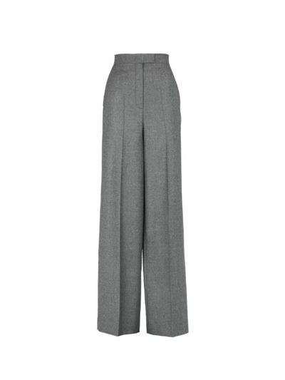 Shop Fendi Wool Palazzo Trousers In Light Grey Melange