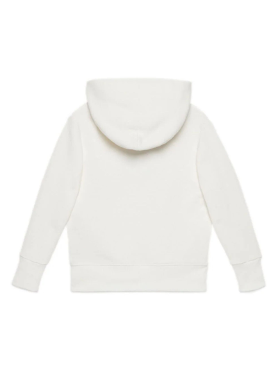 Shop Gucci Off-white Cotton Hoodie In Bianco
