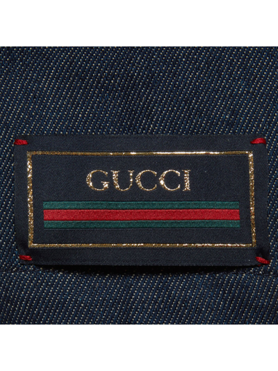 Shop Gucci Dark Blue Washed Denim Jacket