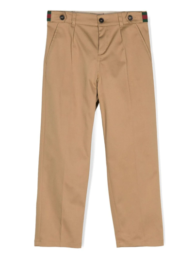 Shop Gucci Beige Stretch-cotton Trousers