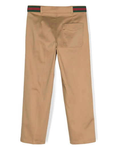 Shop Gucci Beige Stretch-cotton Trousers