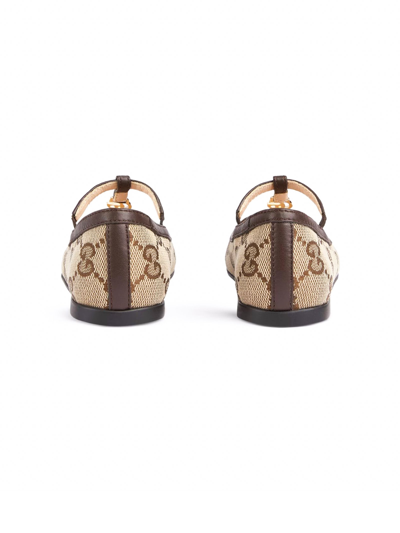 Shop Gucci Toddler Double G Ballet Flat In Beige