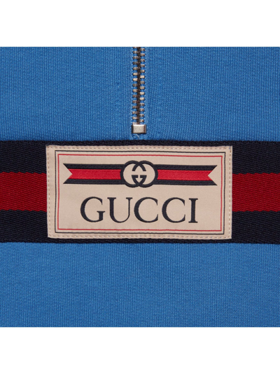Shop Gucci Childrens Cotton Jacket With  Label In Blu