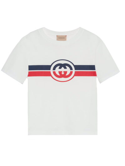 Shop Gucci Childrens Printed Cotton Jersey T-shirt In Bianco
