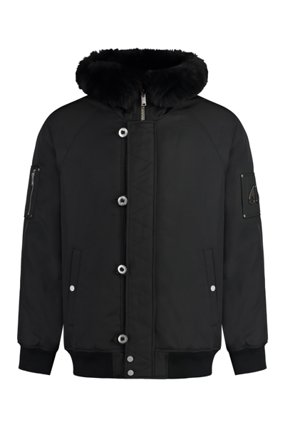 Shop Moose Knuckles Strathmore Nylon Bomber Jacket In Black