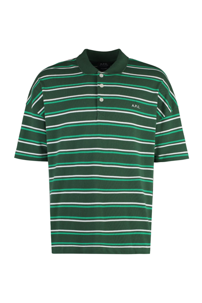 Shop Apc Antlone Short Sleeve Cotton Polo Shirt In Green