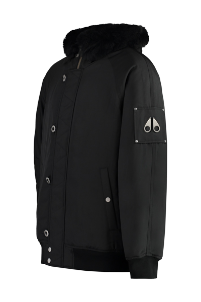 Shop Moose Knuckles Strathmore Nylon Bomber Jacket In Black