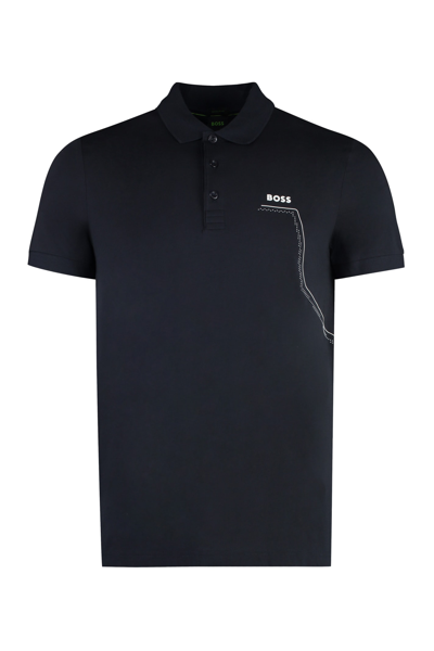 Shop Hugo Boss Cotton Polo Shirt In Blue