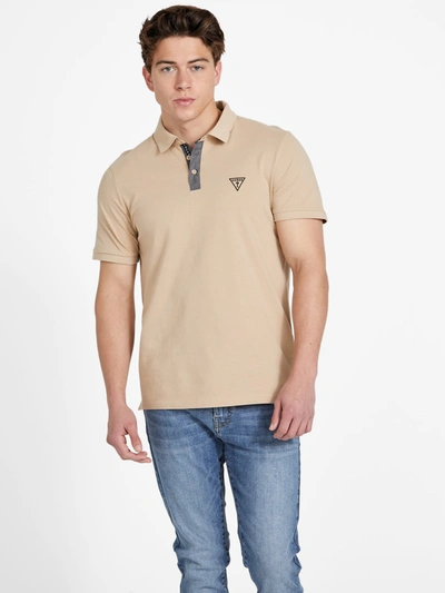 Shop Guess Factory Eco Finn Polo In Beige