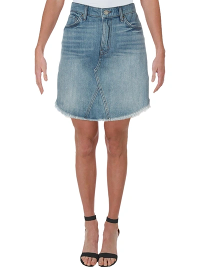 Shop William Rast Joey Womens Denim Frayed Hem Mini Skirt In Blue