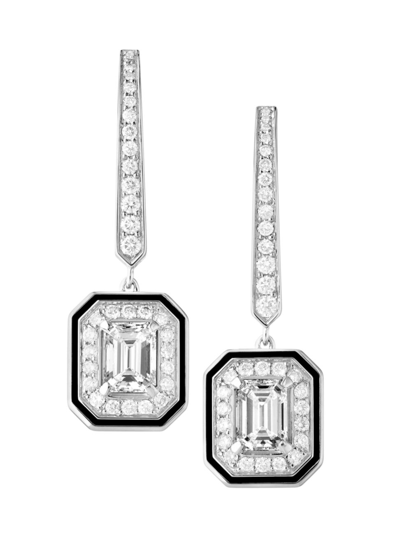 Shop Boucheron Women's Architecture-vendome Lisere Sleepers 18k White Gold & 1 Tcw Diamond Drop Earrings