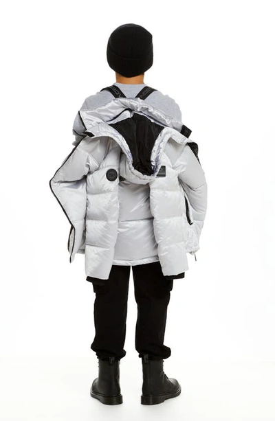 Shop Andy & Evan Kids' Galactic Reversible Hodded Puffer Jacket In Galaxy White